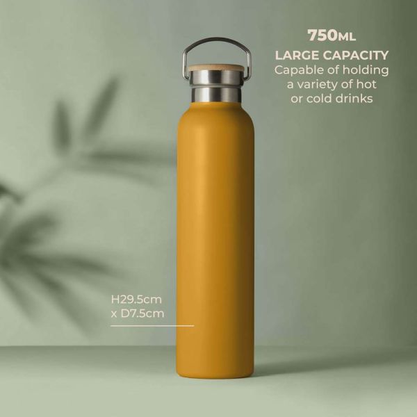 Hydration Bottle with Eco Friendly Bamboo Lid 750ml - Saffron